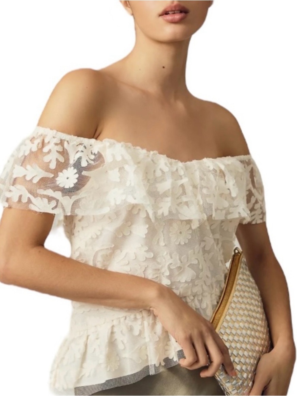 Anthropologie Cream Lace Top Sz.XS